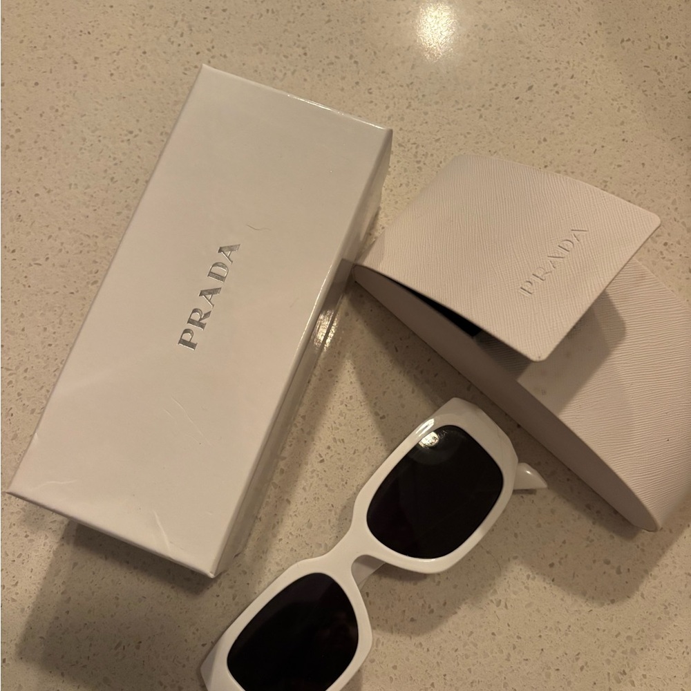 Prada Chic White Sunglasses with Case